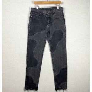 Kody Phillips Jeans Mens 32x32 Black Denim Curve Streetwear 100% Cotton Raw Hem